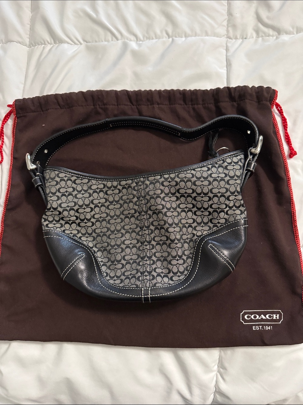 Coach Monogram Hobo Bag in Black and Gray